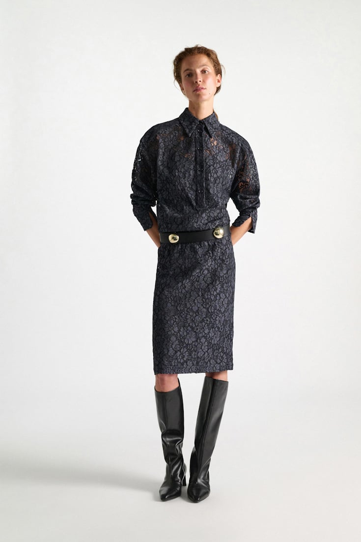Dorothee Schumacher Guipure lace shirtdress smoked pearl