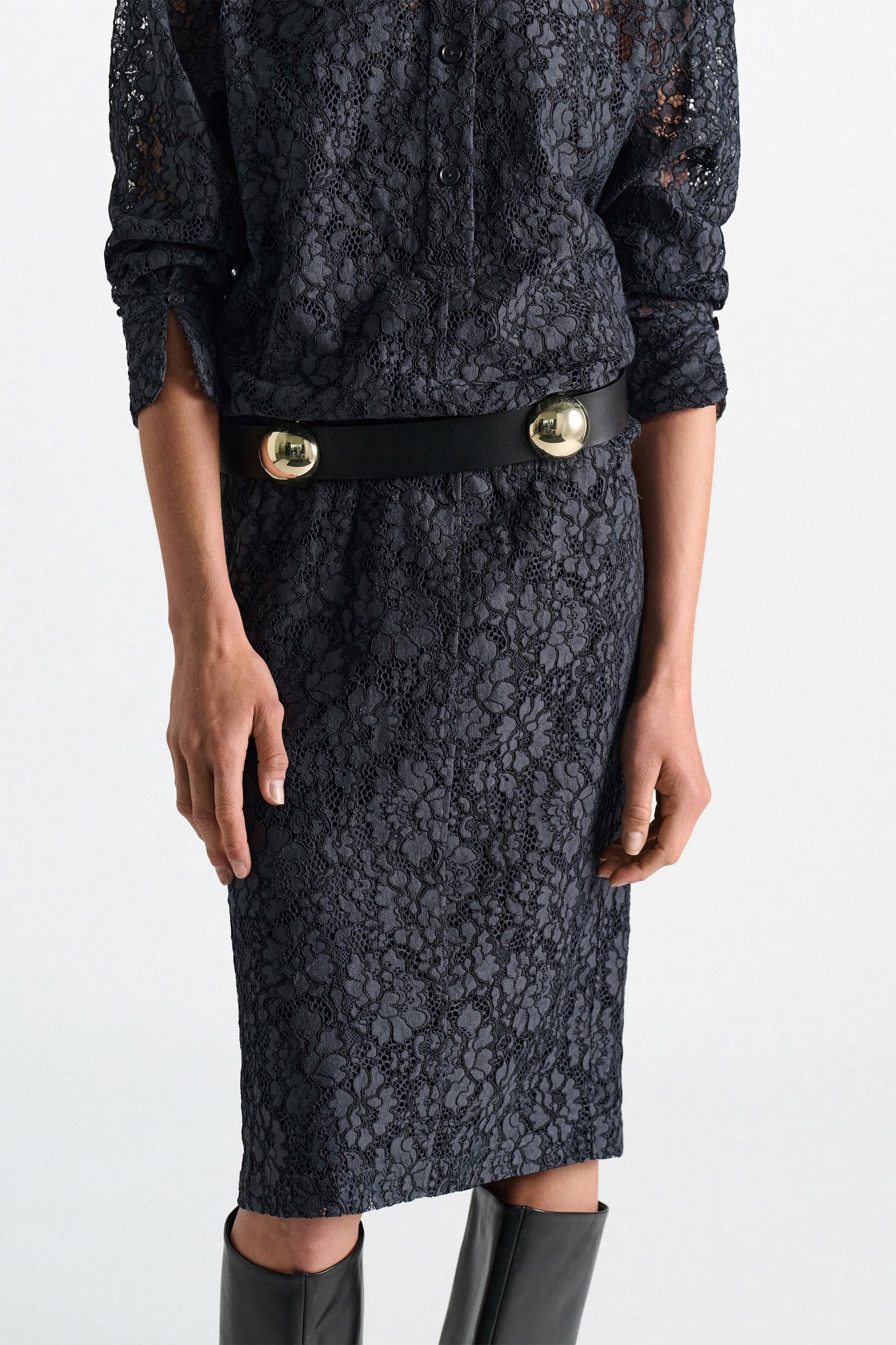 Dorothee Schumacher Guipure lace shirtdress smoked pearl