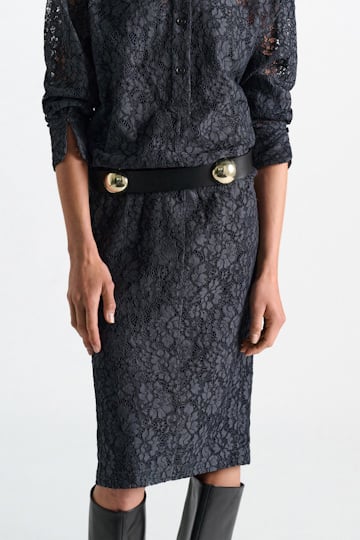 Dorothee Schumacher Hemdblusenkleid aus Guipurespitze smoked pearl