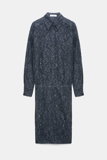 Dorothee Schumacher Guipure lace shirtdress smoked pearl