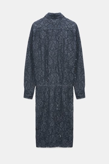 Dorothee Schumacher Hemdblusenkleid aus Guipurespitze smoked pearl