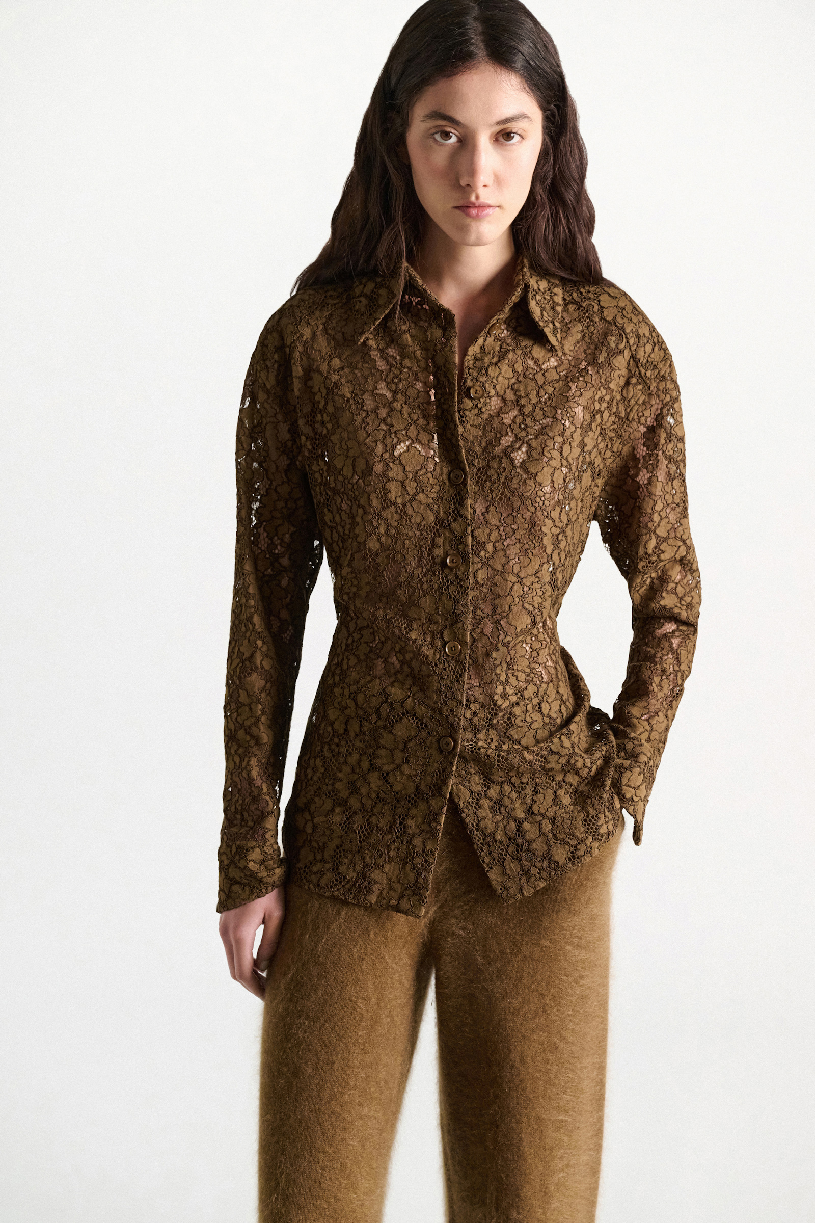 Dorothee Schumacher Guipure lace shirt porcini