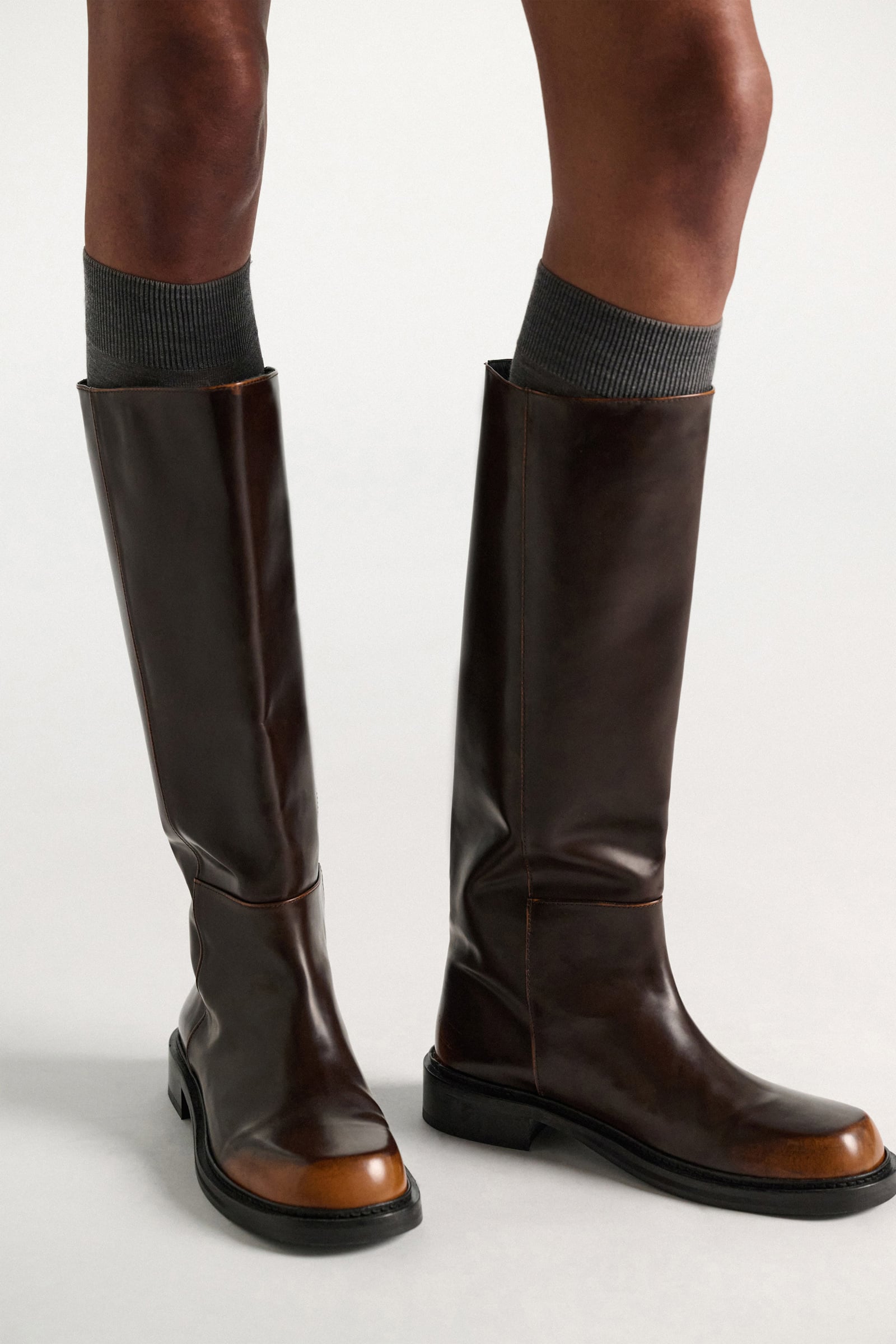 Dorothee Schumacher Brushed boxcalf tall biker boots brown brush off