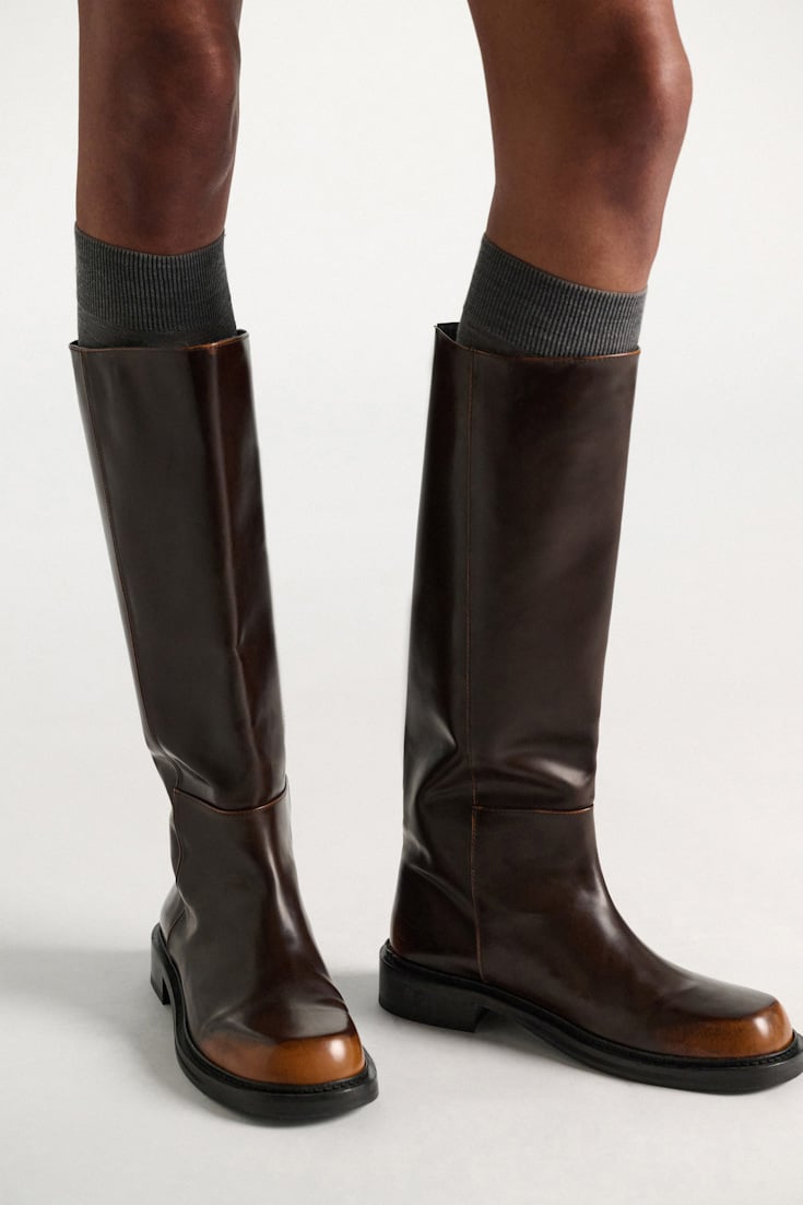 Dorothee Schumacher Brushed boxcalf tall biker boots brown brush off