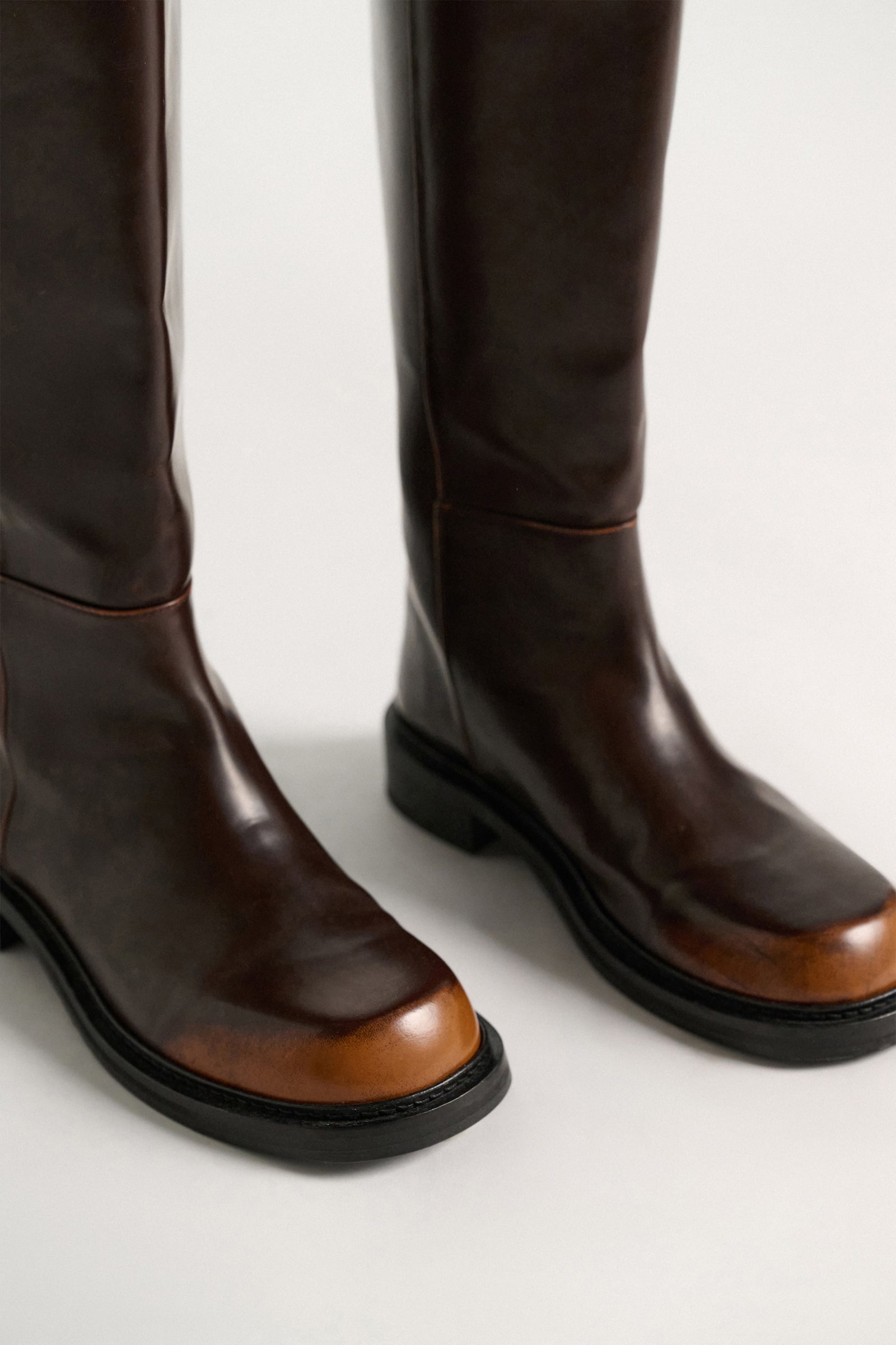 Dorothee Schumacher Brushed boxcalf tall biker boots brown brush off