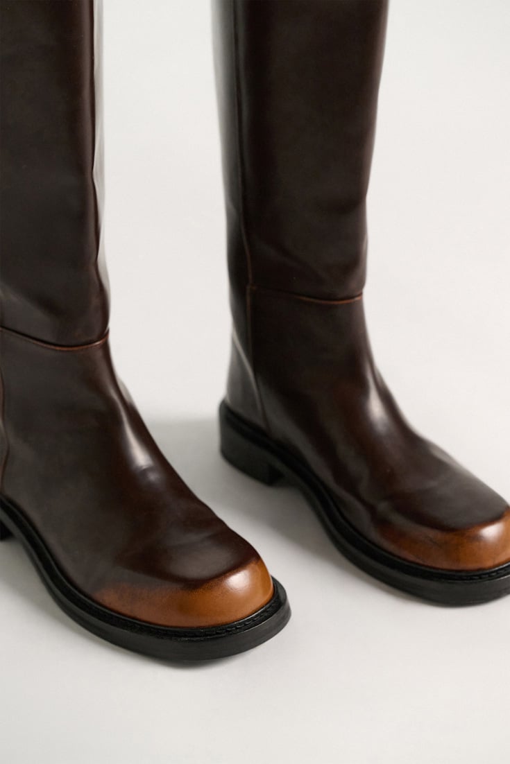 Dorothee Schumacher Brushed boxcalf tall biker boots brown brush off
