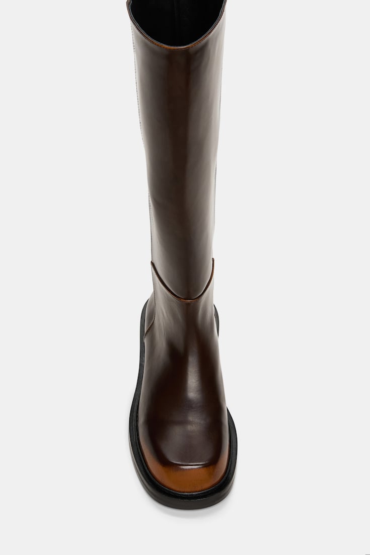 Dorothee Schumacher Brushed boxcalf tall biker boots brown brush off