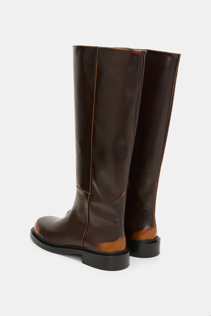 Dorothee Schumacher Brushed boxcalf tall biker boots brown brush off