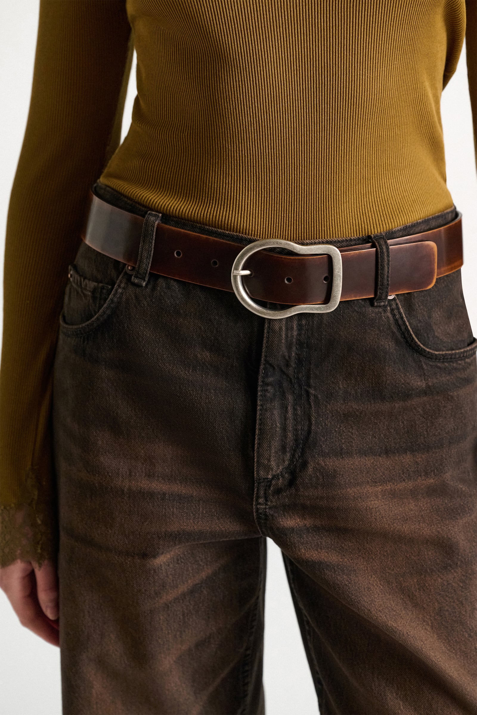 Dorothee Schumacher Brushed boxcalf belt brown brush off