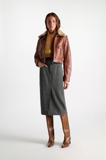 Dorothee Schumacher Hohe Stiefel mit weitem Schaft aus Leder hazelnut