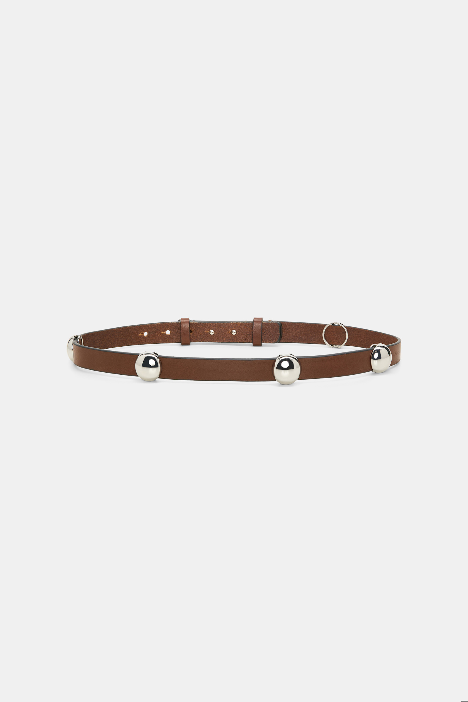 Dorothee Schumacher Thin leather belt with moveable studs cinnamon