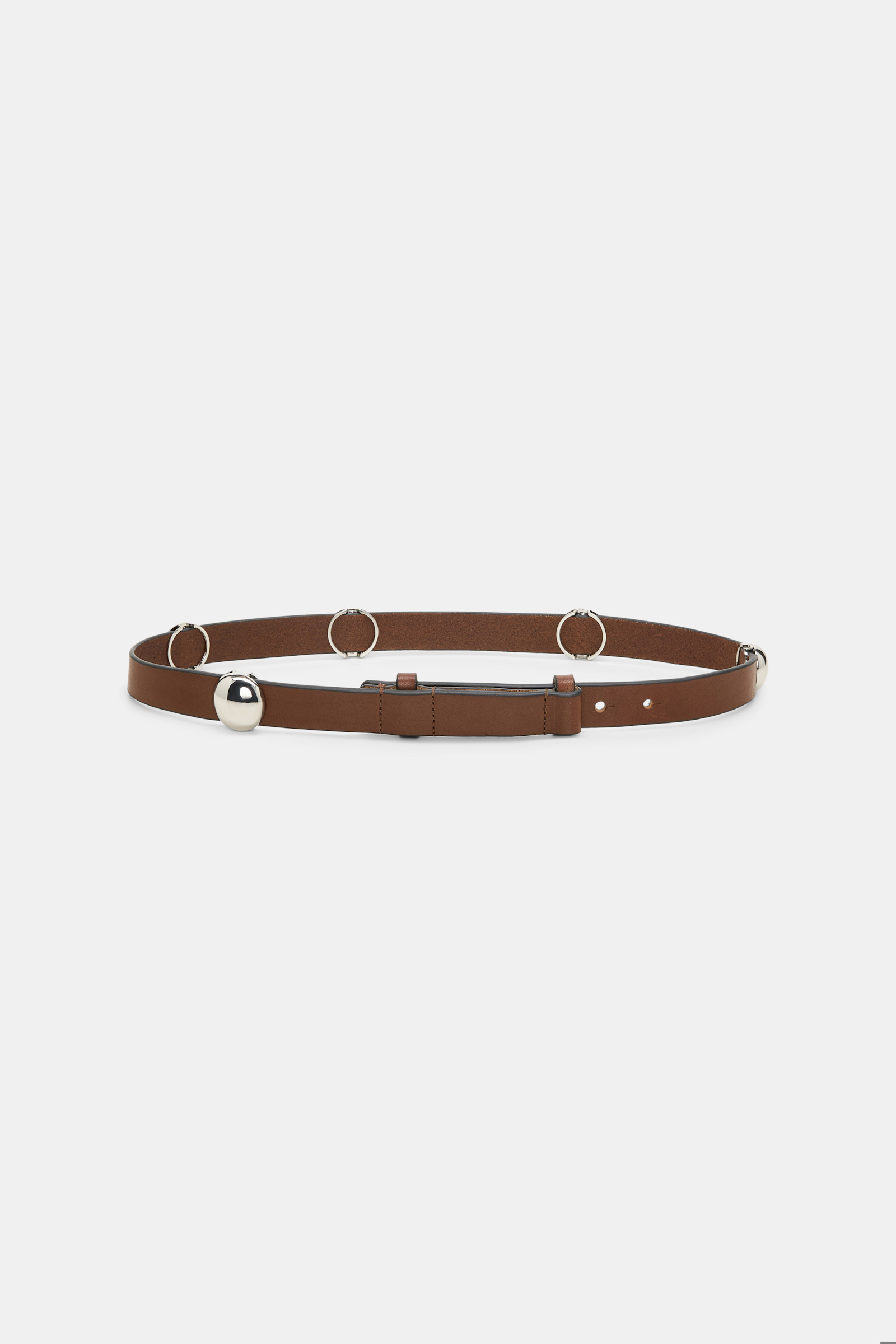Dorothee Schumacher Thin leather belt with moveable studs cinnamon