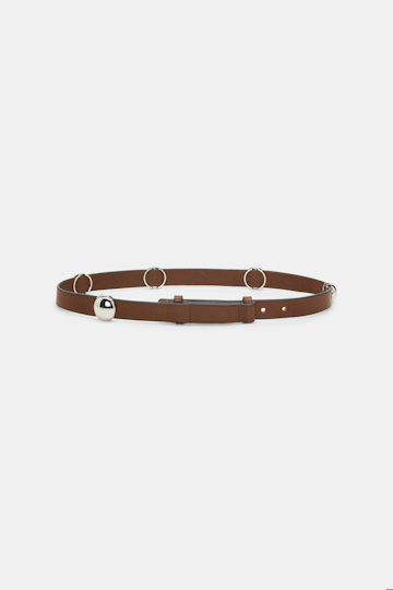 Dorothee Schumacher Thin leather belt with moveable studs cinnamon