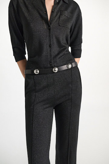 Dorothee Schumacher Thin leather belt with moveable studs 998 Model Detail View
