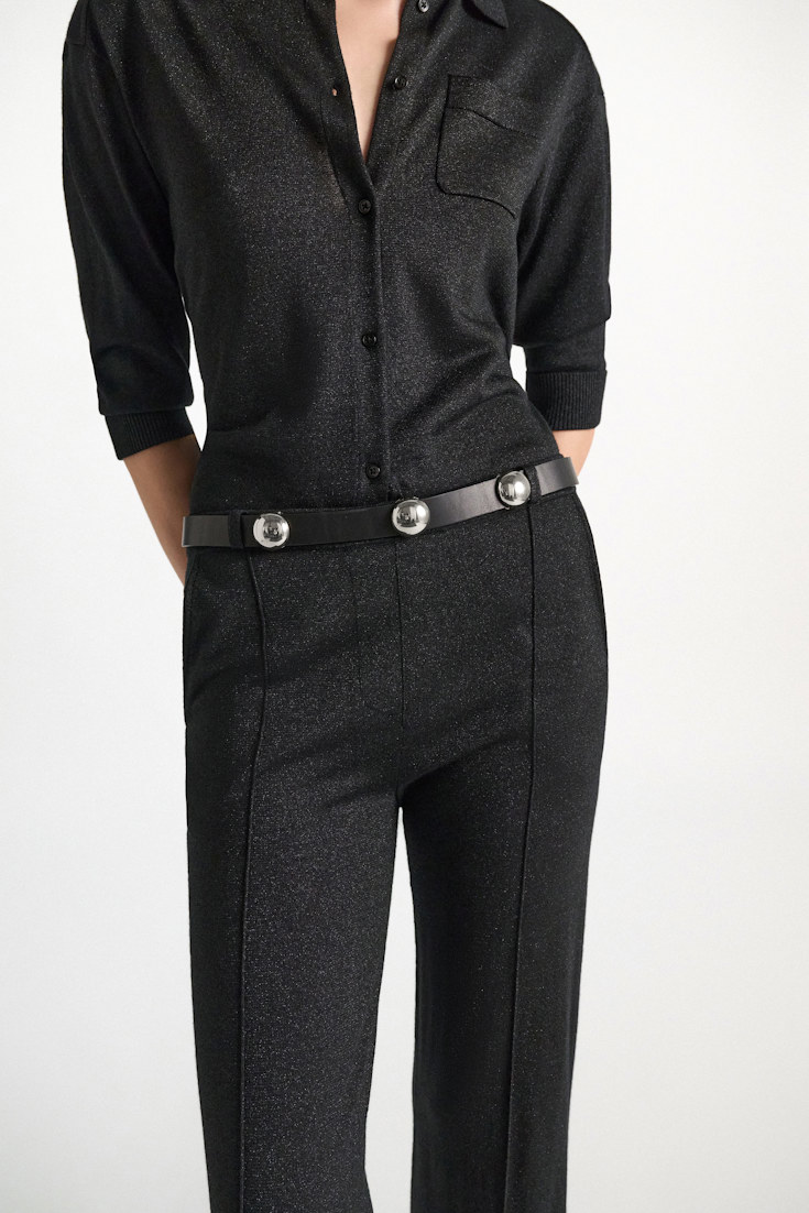 Dorothee Schumacher Thin leather belt with moveable studs 998 Model Detail View