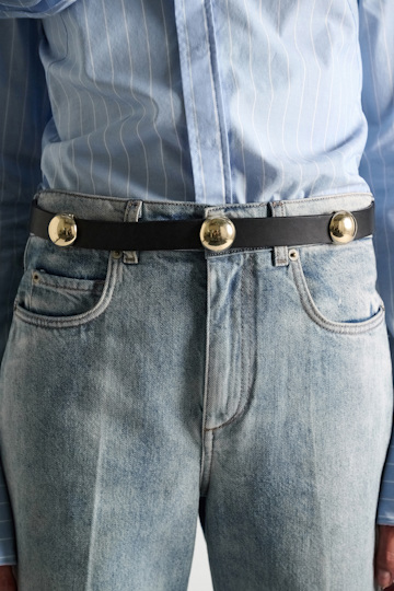 Dorothee Schumacher Thin leather belt with moveable studs black