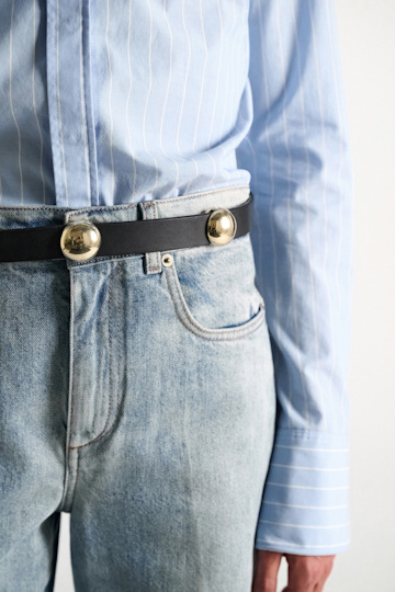Dorothee Schumacher Thin leather belt with moveable studs black