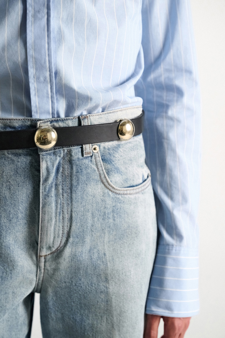 Dorothee Schumacher Thin leather belt with moveable studs black