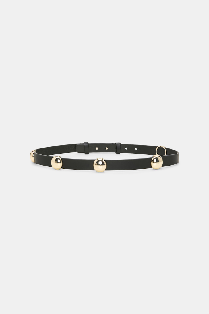 Dorothee Schumacher Thin leather belt with moveable studs black