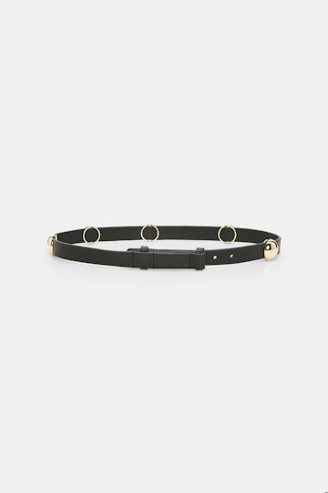 Dorothee Schumacher Thin leather belt with moveable studs black