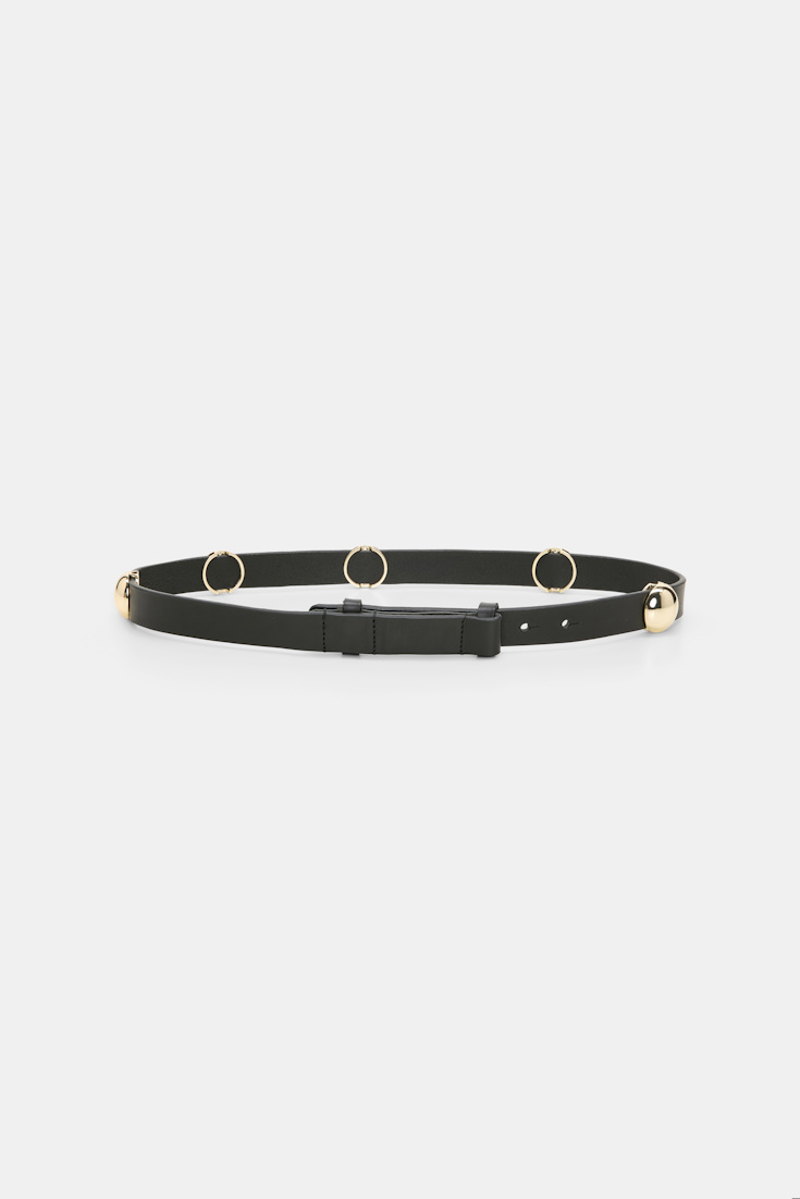 Dorothee Schumacher Thin leather belt with moveable studs black