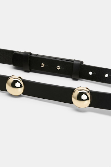 Dorothee Schumacher Thin leather belt with moveable studs black