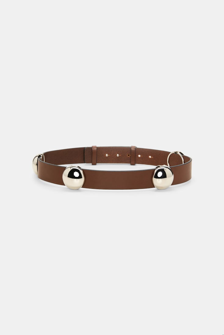 Dorothee Schumacher Leather belt with moveable studs cinnamon