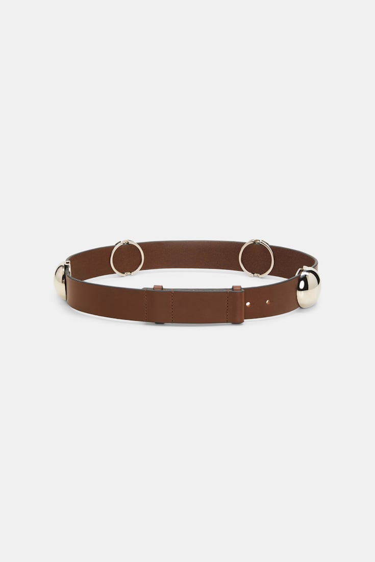 Dorothee Schumacher Leather belt with moveable studs cinnamon