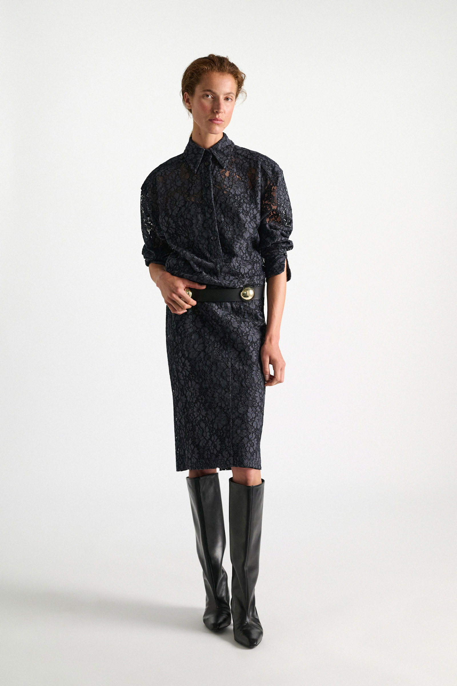 Dorothee Schumacher Leather belt with moveable studs black