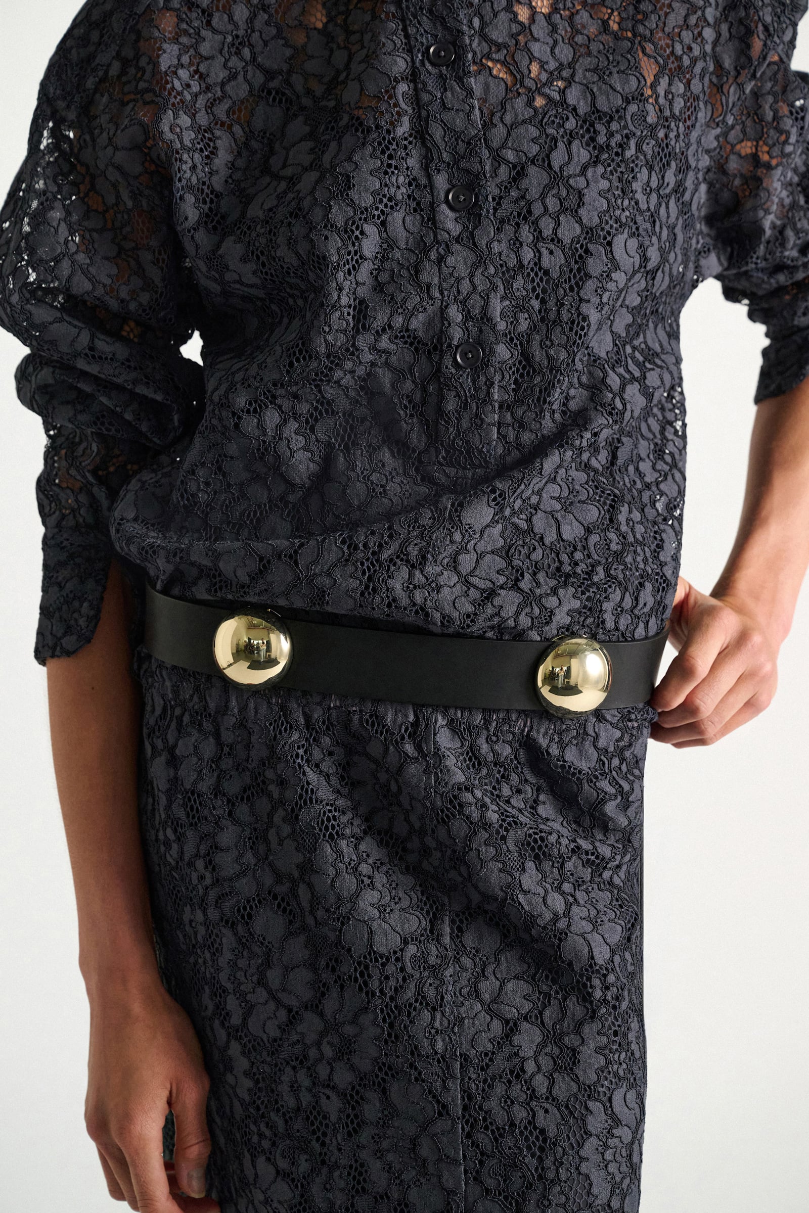 Dorothee Schumacher Leather belt with moveable studs black
