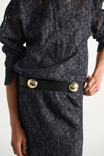 Dorothee Schumacher Leather belt with moveable studs black