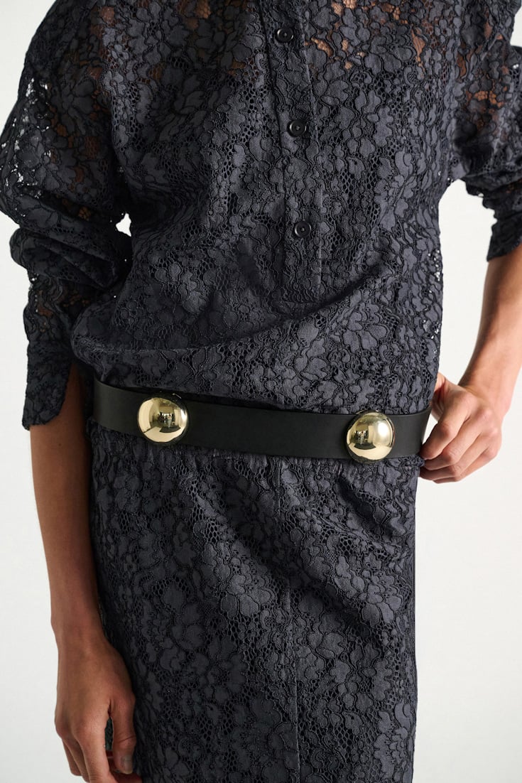 Dorothee Schumacher Leather belt with moveable studs black