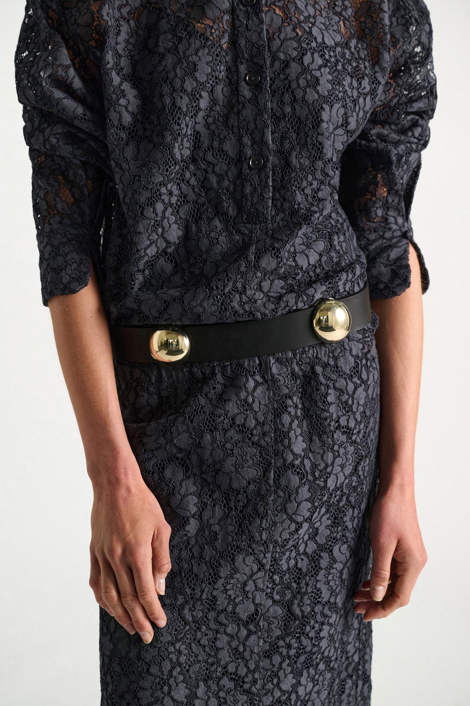 Dorothee Schumacher Leather belt with moveable studs black