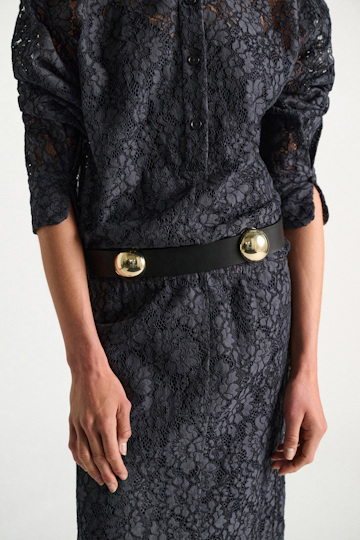 Dorothee Schumacher Leather belt with moveable studs black