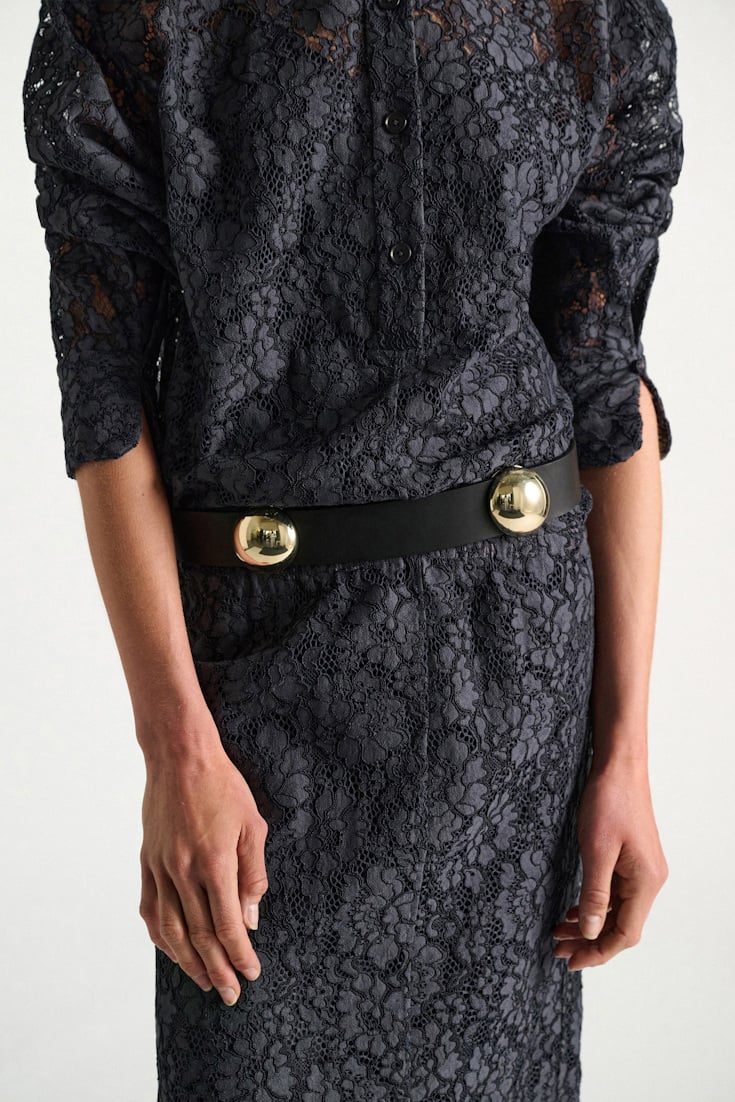 Dorothee Schumacher Leather belt with moveable studs black