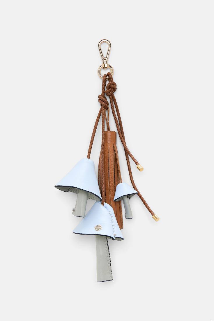 Dorothee Schumacher Handmade leather mushroom styling accessory blue tan mix