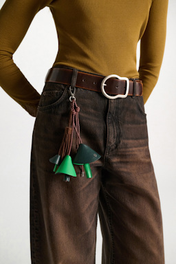 Dorothee Schumacher Handmade leather mushroom styling accessory green brown patch