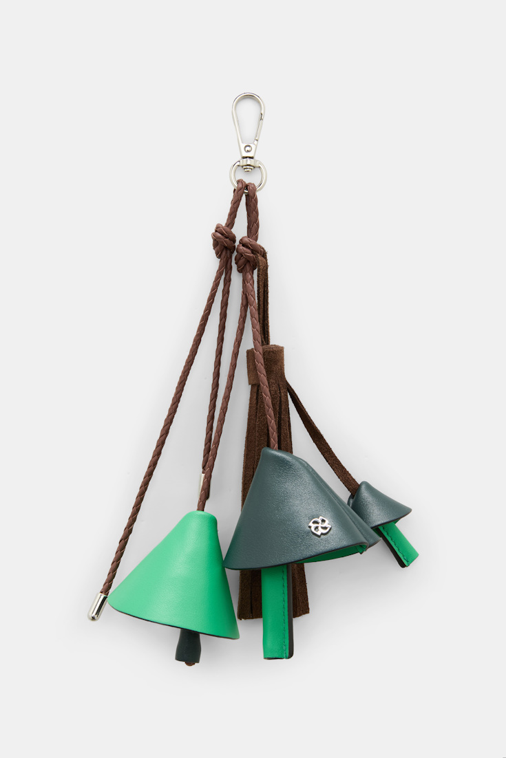 Dorothee Schumacher Handmade leather mushroom styling accessory green brown patch