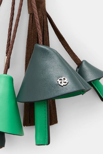 Dorothee Schumacher Handmade leather mushroom styling accessory green brown patch