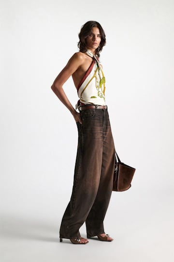 Dorothee Schumacher Printed silk twill scarf Brown Ribbon scarf