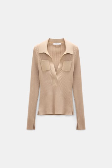 Dorothee Schumacher Ribbed Lurex-Merino pullover almond Product Front View