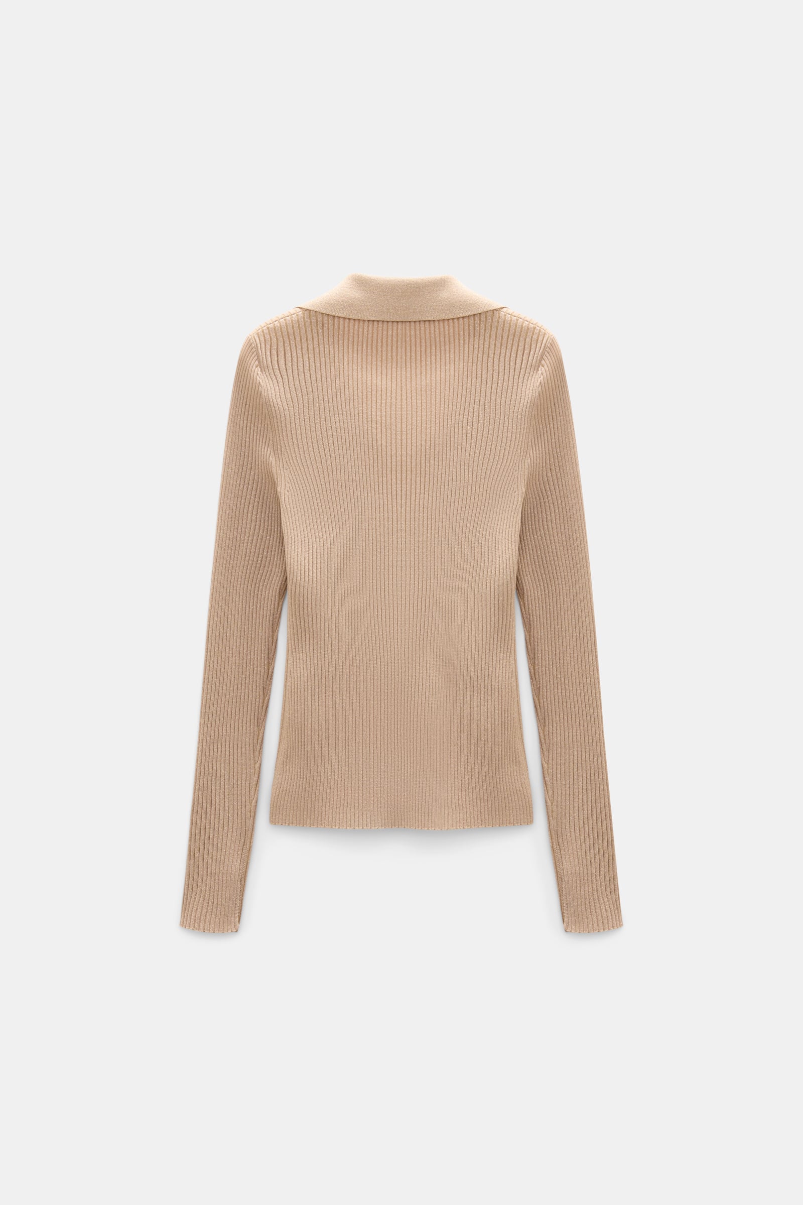 Dorothee Schumacher Pullover mit Polokragen aus einem Merino-Lurex-Mix almond Product Detail View