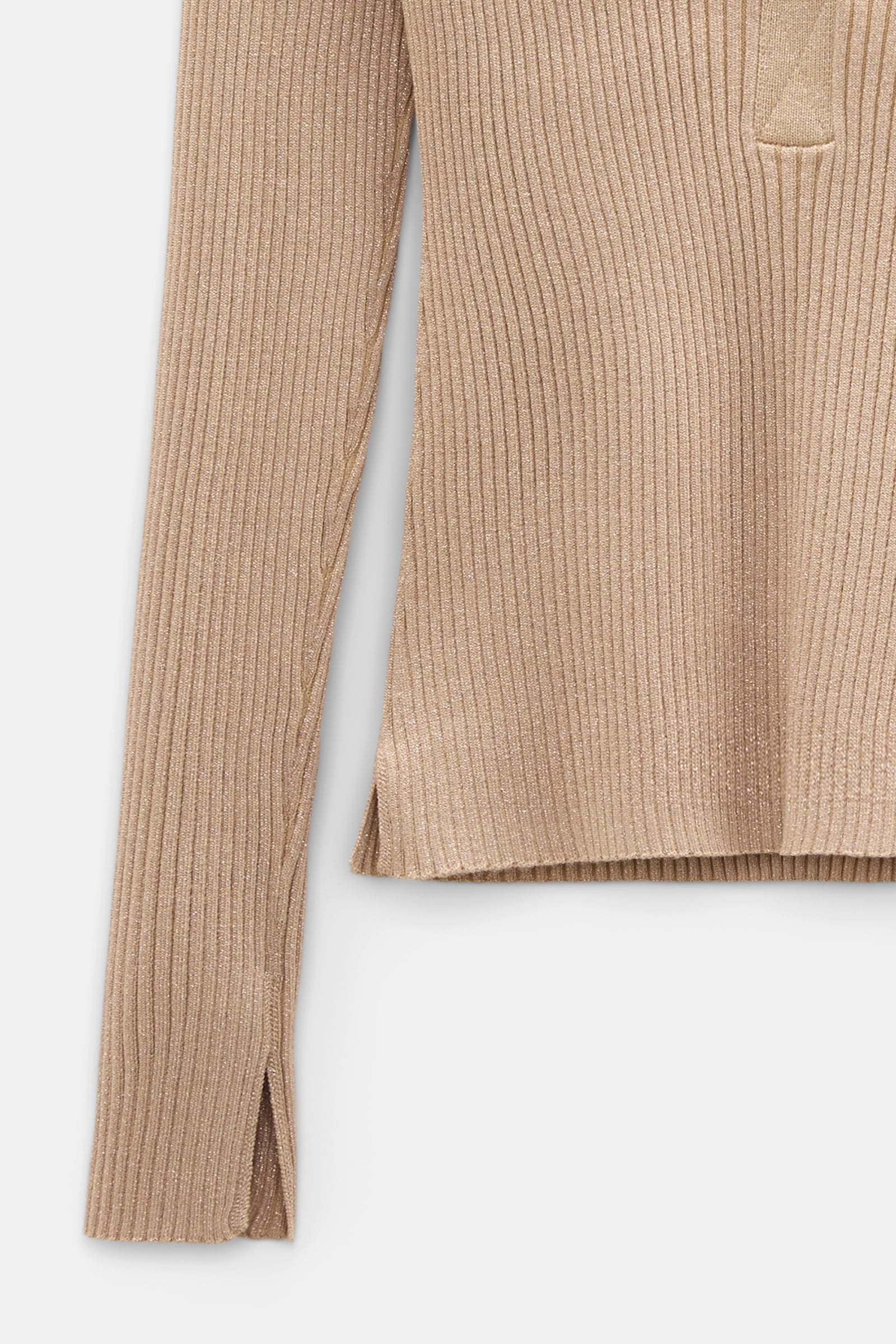 Dorothee Schumacher Pullover mit Polokragen aus einem Merino-Lurex-Mix almond Product Detail View
