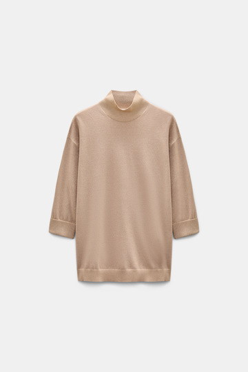 Dorothee Schumacher Rollkragenpullover aus Lurex-Merino-Mix almond Product Front View