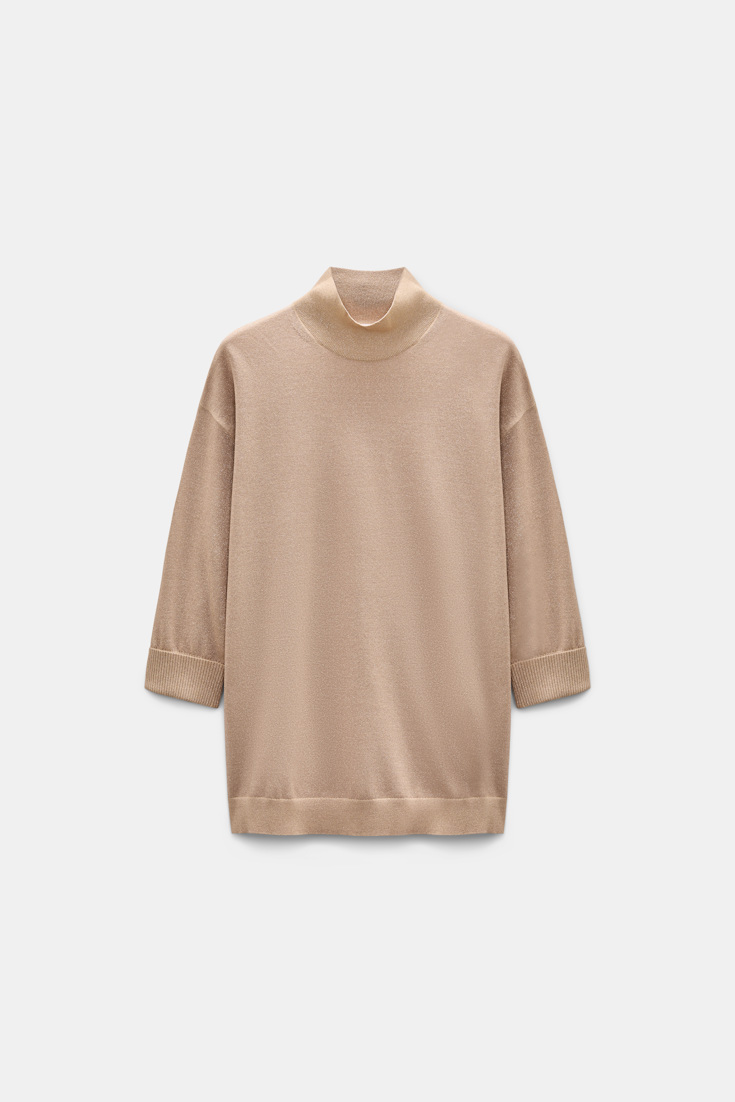 Dorothee Schumacher Rollkragenpullover aus Lurex-Merino-Mix almond Product Front View