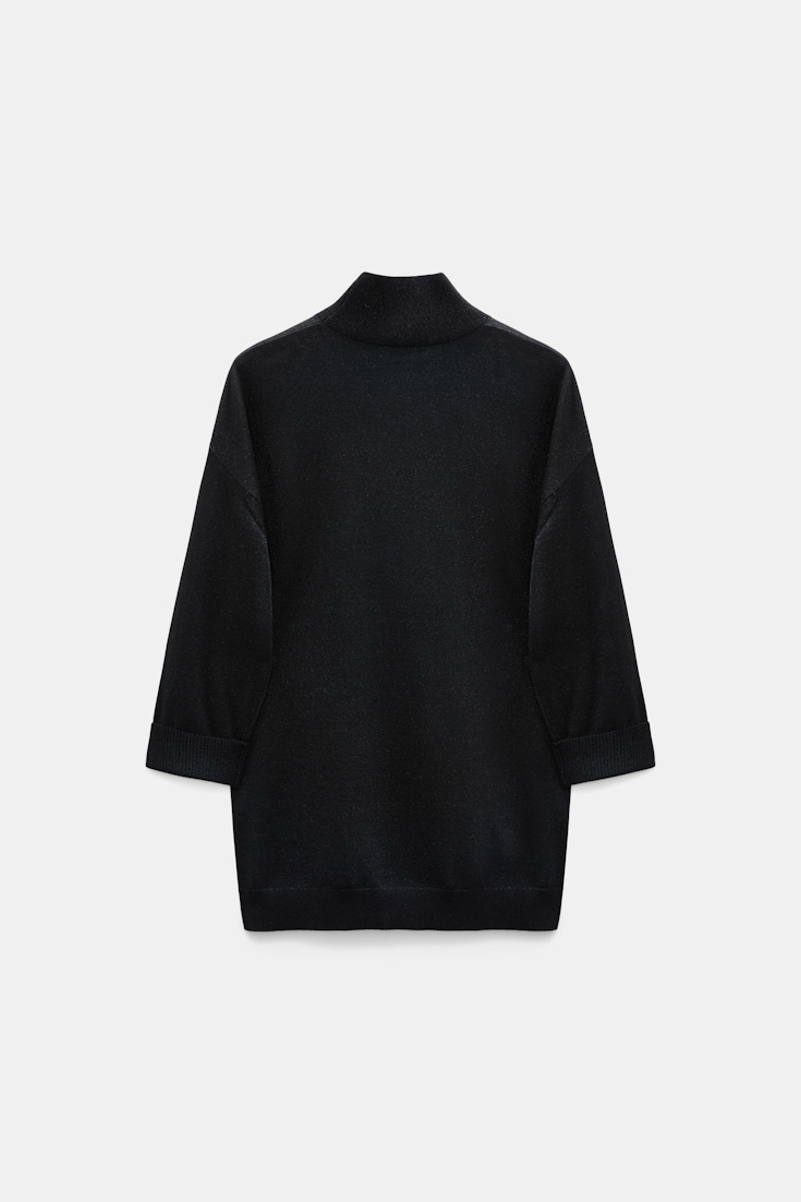 Dorothee Schumacher Rollkragenpullover aus Lurex-Merino-Mix vinyl black Product Detail View