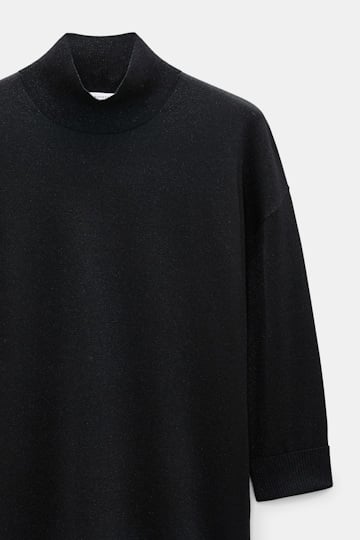Dorothee Schumacher Lurex-Merino turtleneck pullover vinyl black Product Detail View