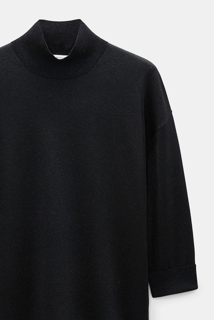Dorothee Schumacher Rollkragenpullover aus Lurex-Merino-Mix vinyl black Product Detail View