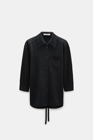Dorothee Schumacher Strickcardigan aus Lurex-Merino-Mix vinyl black Product Front View