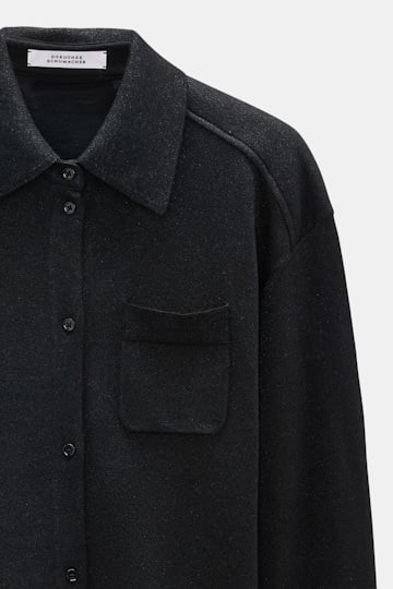 Dorothee Schumacher Shimmering Lurex-Merino knit cardigan vinyl black Product Detail View